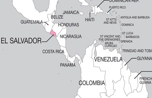 Karte von El Salvador und Zentralamerika