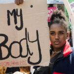 Pro-choice supporters stage a demonstration in Parliament Square to campaign for women's reproductive rights, legalisation of abortion in Northern Ireland and it's decriminalisation in the UK on 11 May, 2019 in London, England. The demonstration is a counter-protest to the anti-abortion 'March for Life' taking place alongside. (Photo by WIktor Szymanowicz/NurPhoto via Getty Images)